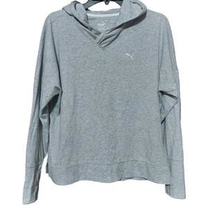 PUMA Dolman Athletic Top, Large, Heather Gray, Long Sleeve, Hoodie, Slight Crop